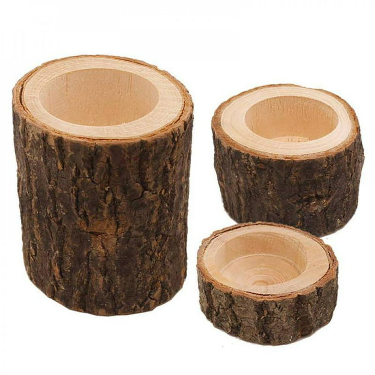 5x Rustic Tree Stump Candle Holder Novelty Tea Light Candlestick for Parties